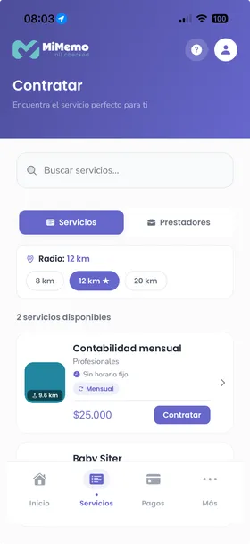 Vista de la app MiMemo, pantalla 2
